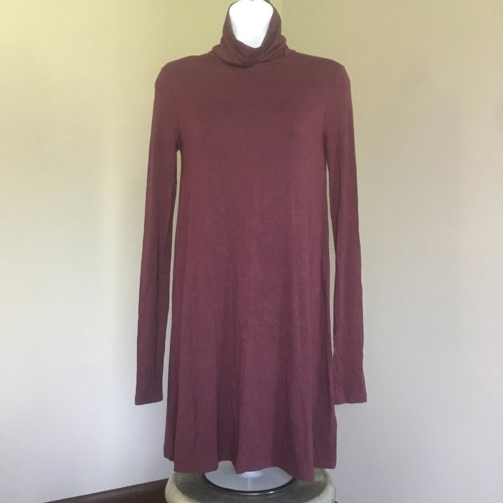 Talula Women Burgundy Casual Turtleneck Dress S